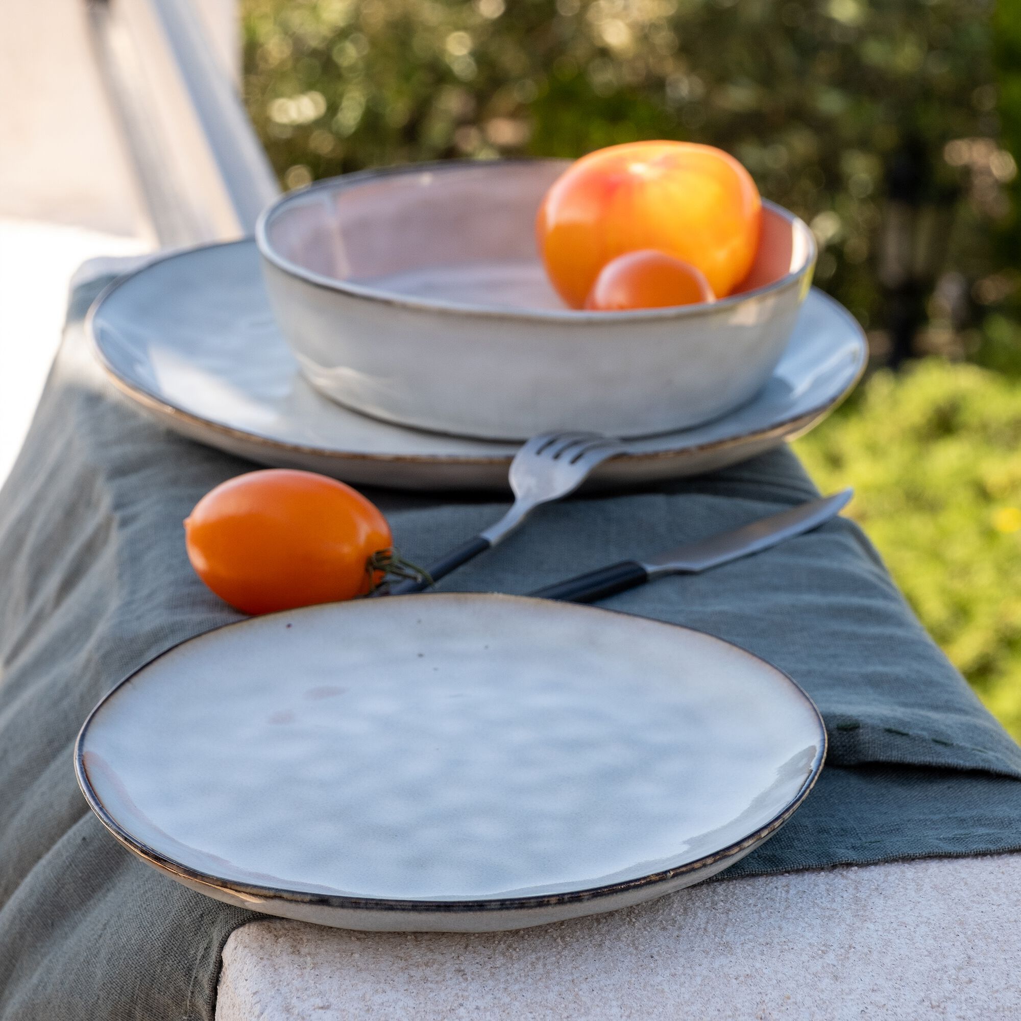 EDEN - Assiette à dessert en grès D20,5cm - beige roucas