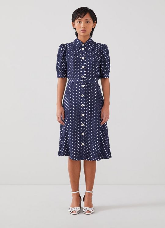 Valerie Petite Navy And Cream Shirt Dress