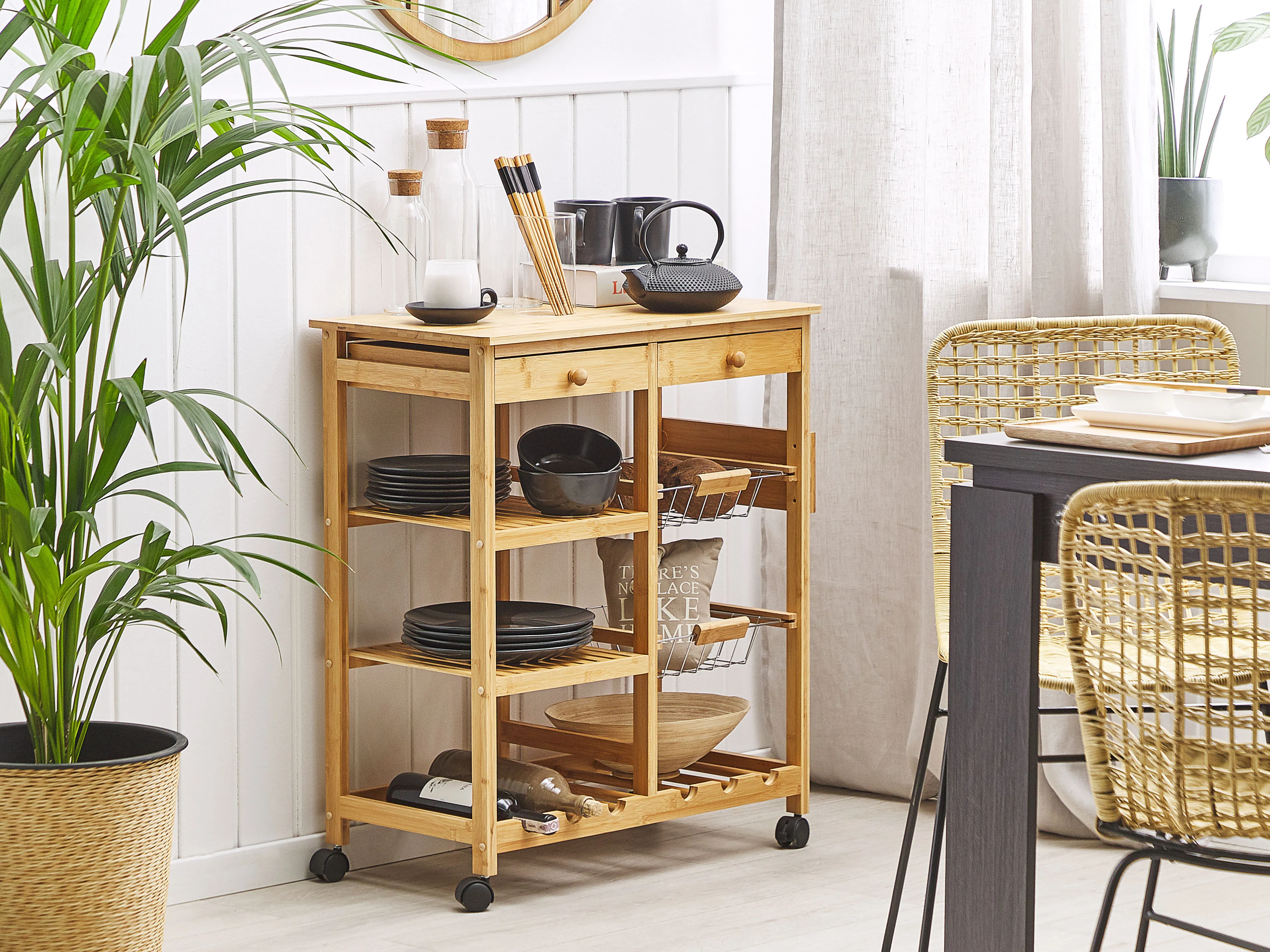 Kitchen Trolley MORINO Bamboo Light Brown