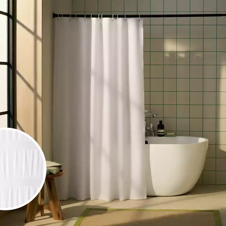 Habitat Seersucker Shower Curtain - White
