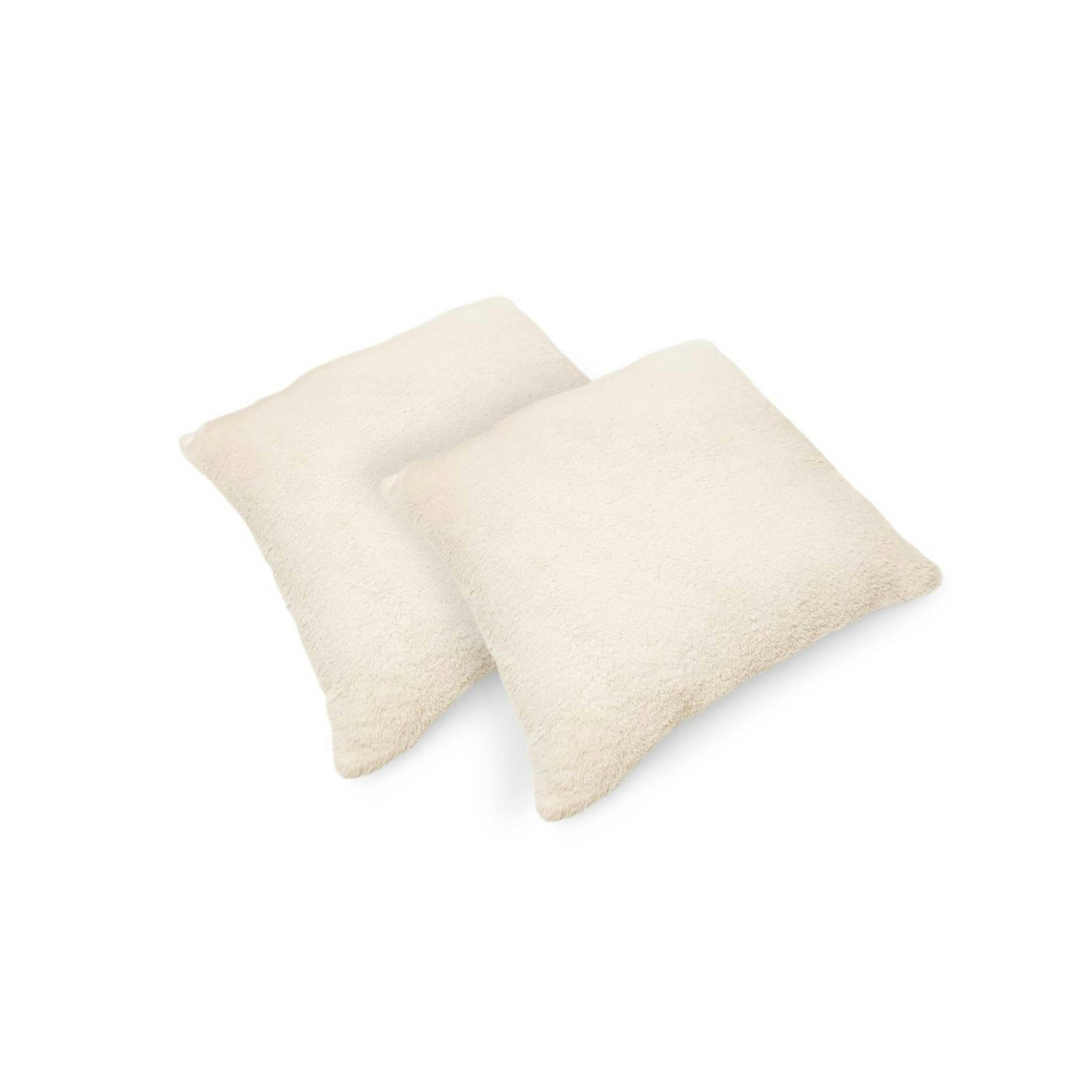 LAPONIE - Coussin blanc garnis fausse fourrure 40x40cm (lot de 2)