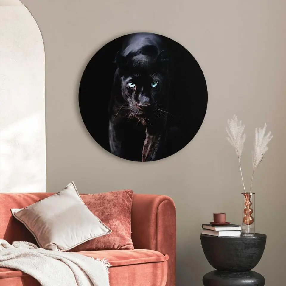 Plexiglasschilderij Zwarte Panter - &Oslash; 70 - Zwart