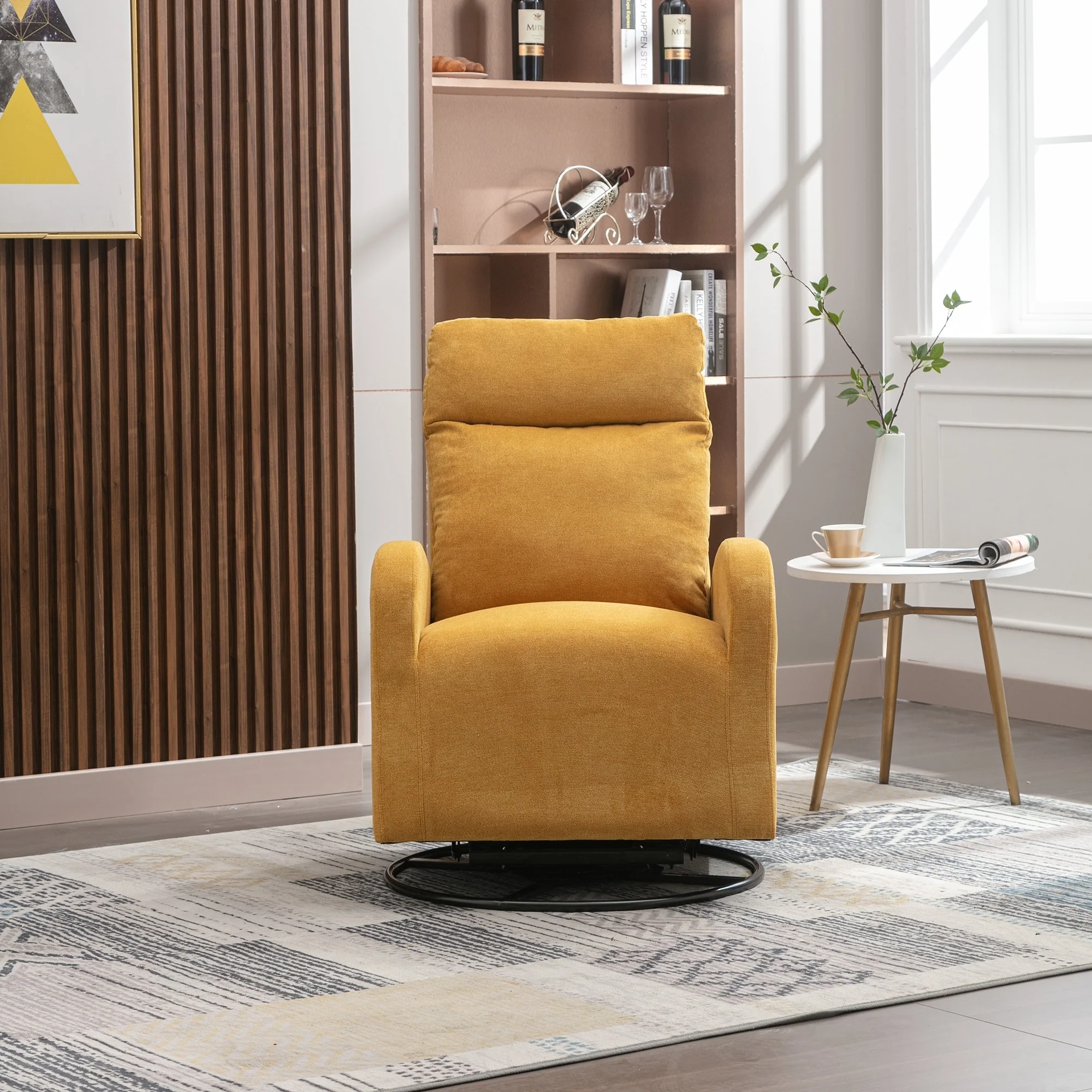 Yellow 26.77 High Back Swivel Glider Chair