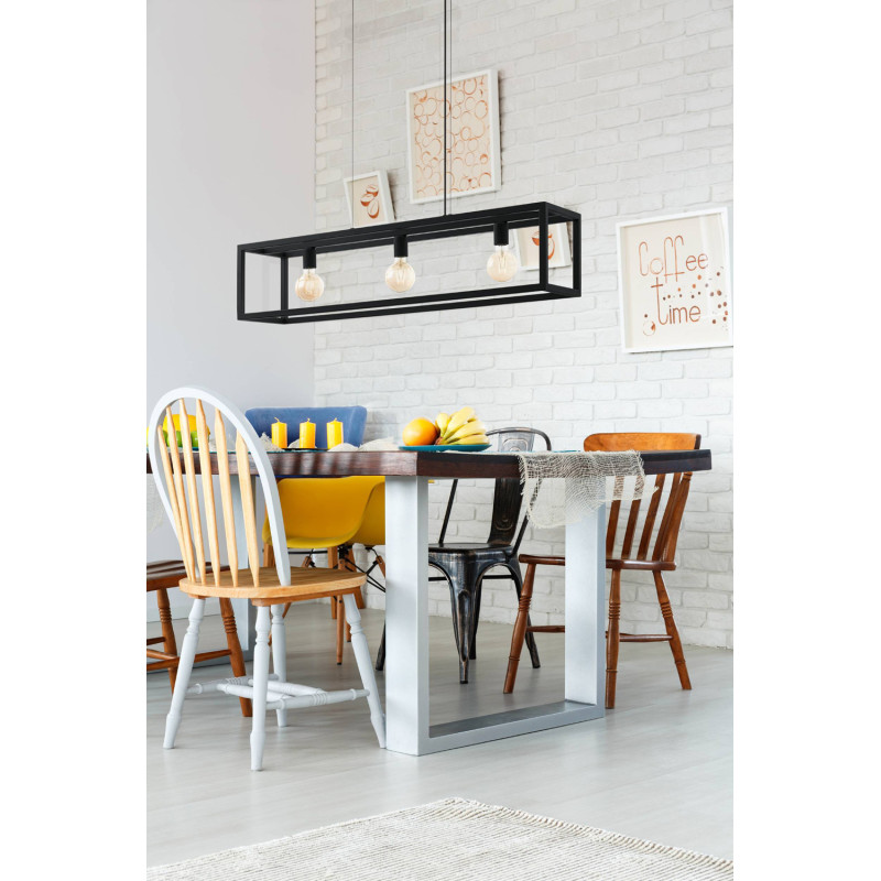 Suspension Elswick noire E27 3 x 60 W EGLO