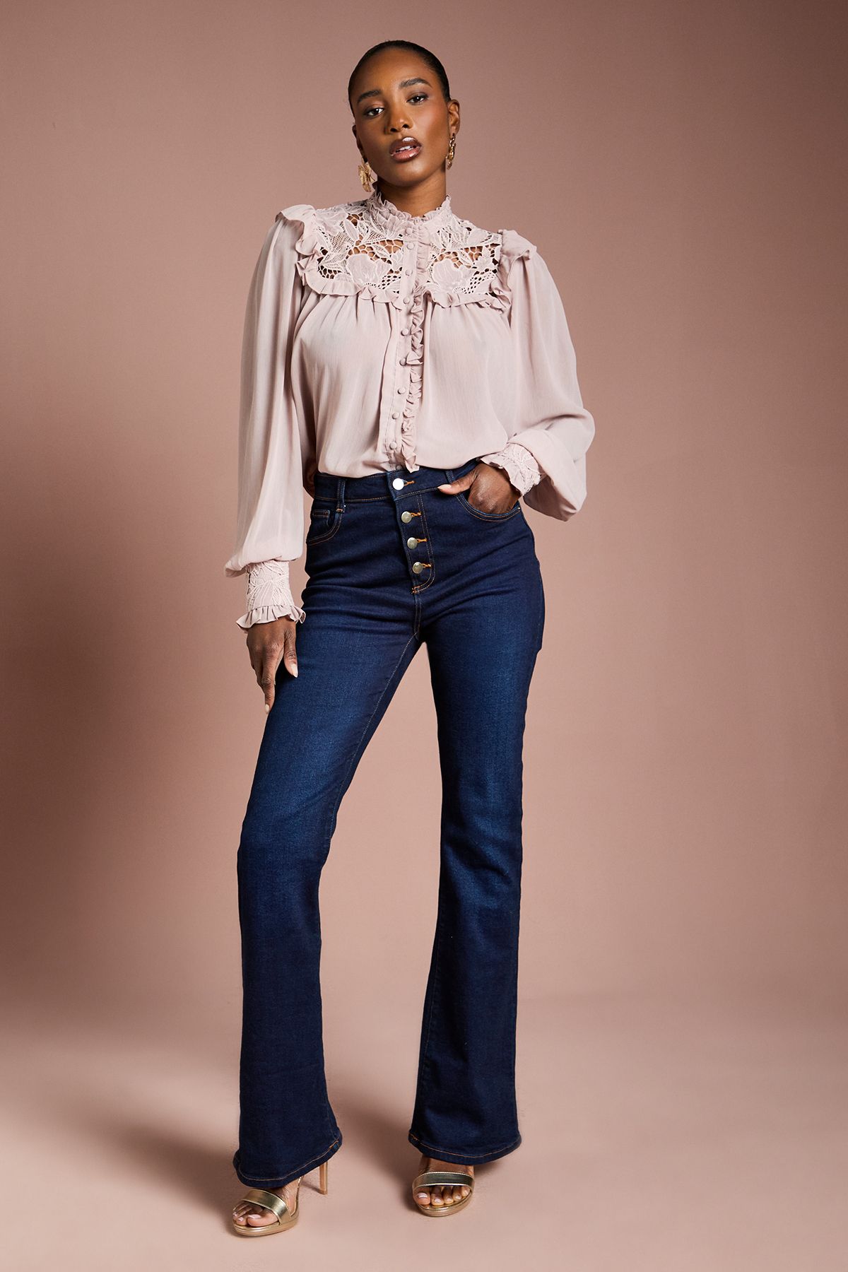 Coast Lace Trim Georgette Blouse