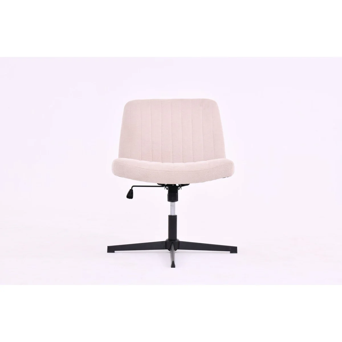 Cross Legged Office Chair, Wide Comfty Desk Chair, No Wheels Armless Computer Task Chair, Swivel and Height Adjustable