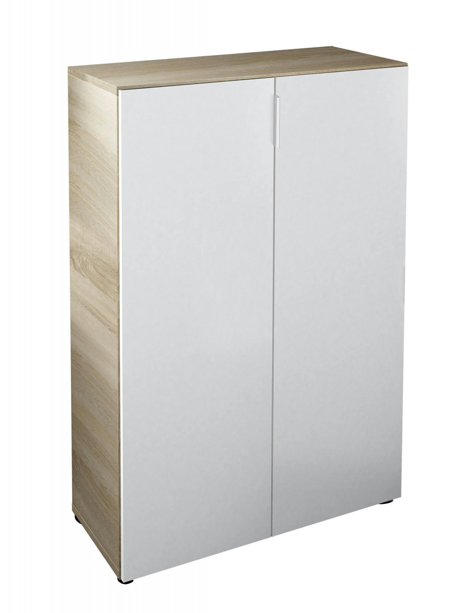OLATHE - Armoire polyvalente à 2 portes effet chêne et bois blanc