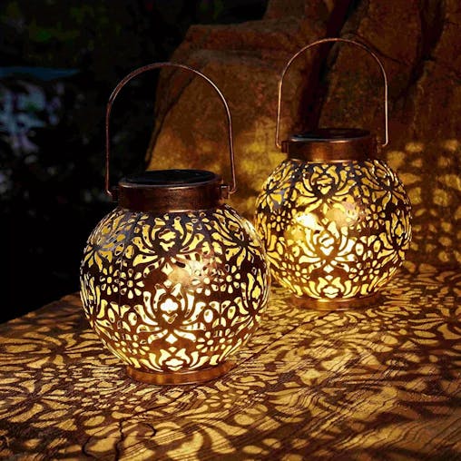 NNETM Solar Metal Lantern Outdoor Garden Decor Light