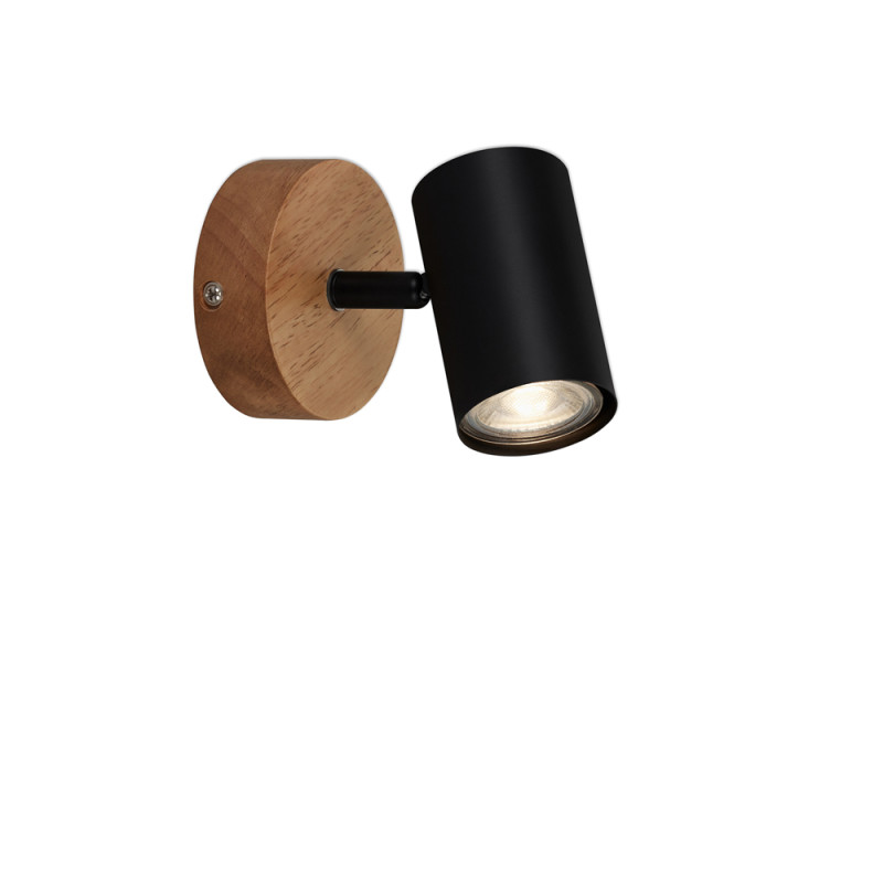 Spot Foco avec base en bois noir GU10 9 W BRILONER