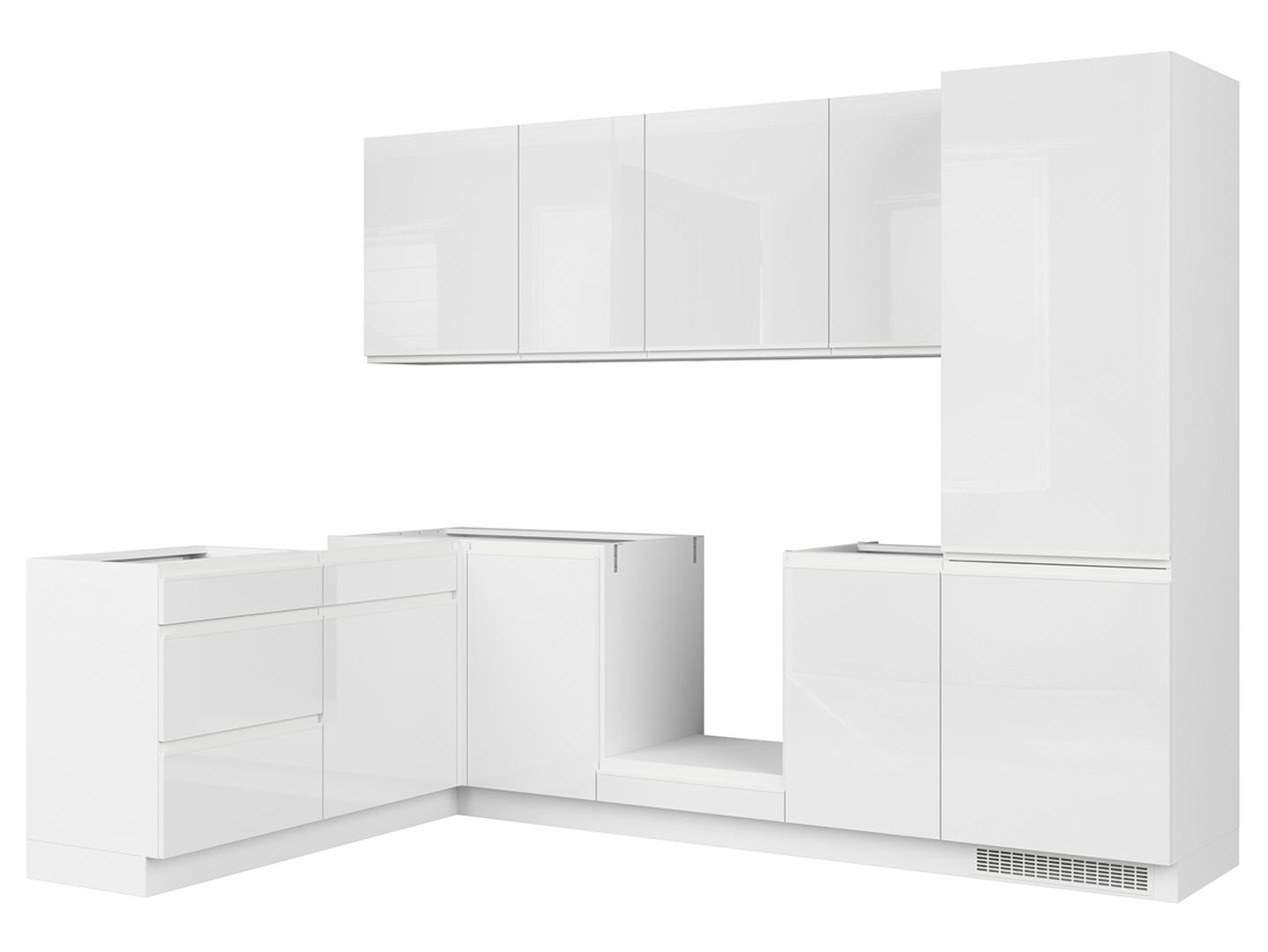 Komplet kuchenny narożny Sole 270x180 cm biały połysk