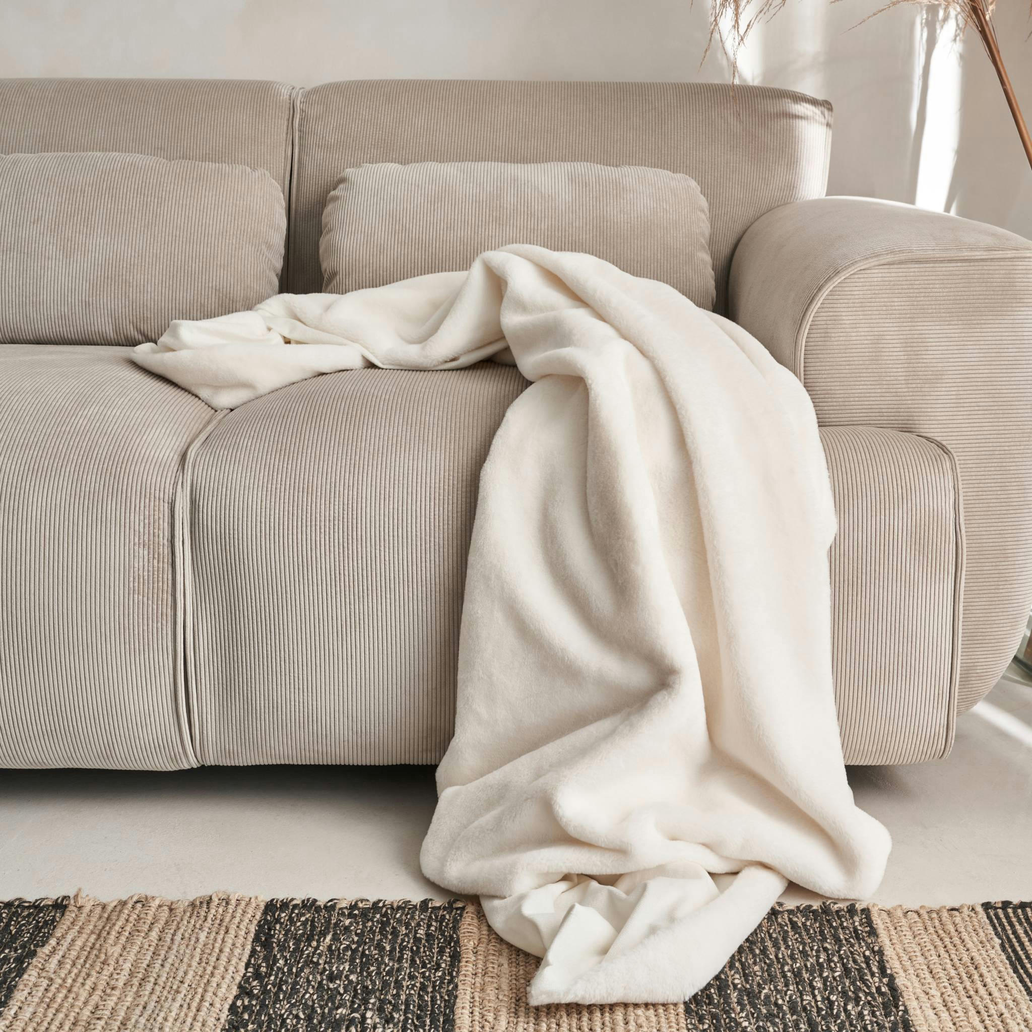 LAPONIE - Plaid fausse fourrure blanche 160 x 230cm