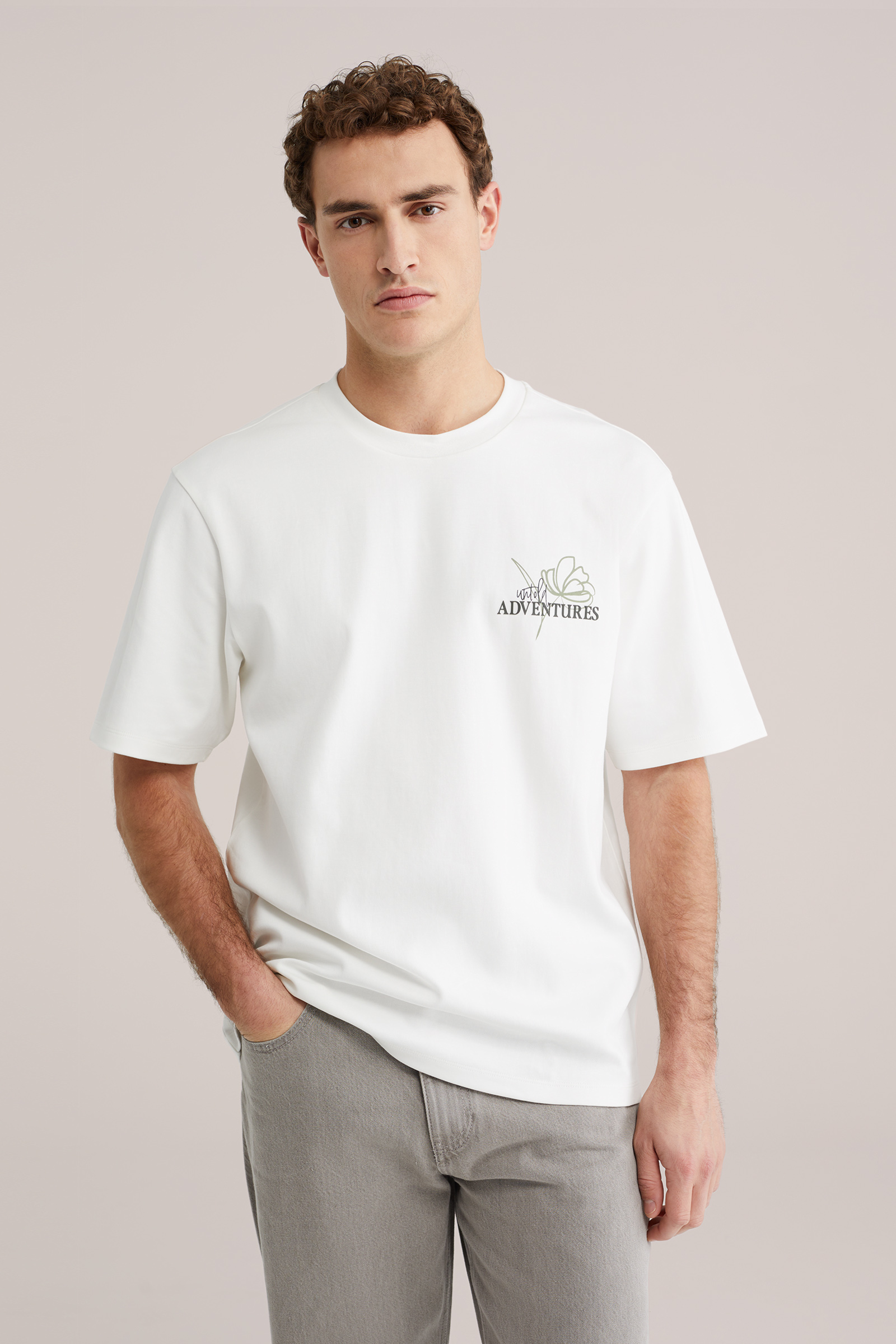 Heren heavyweight loose fit T-shirt met print