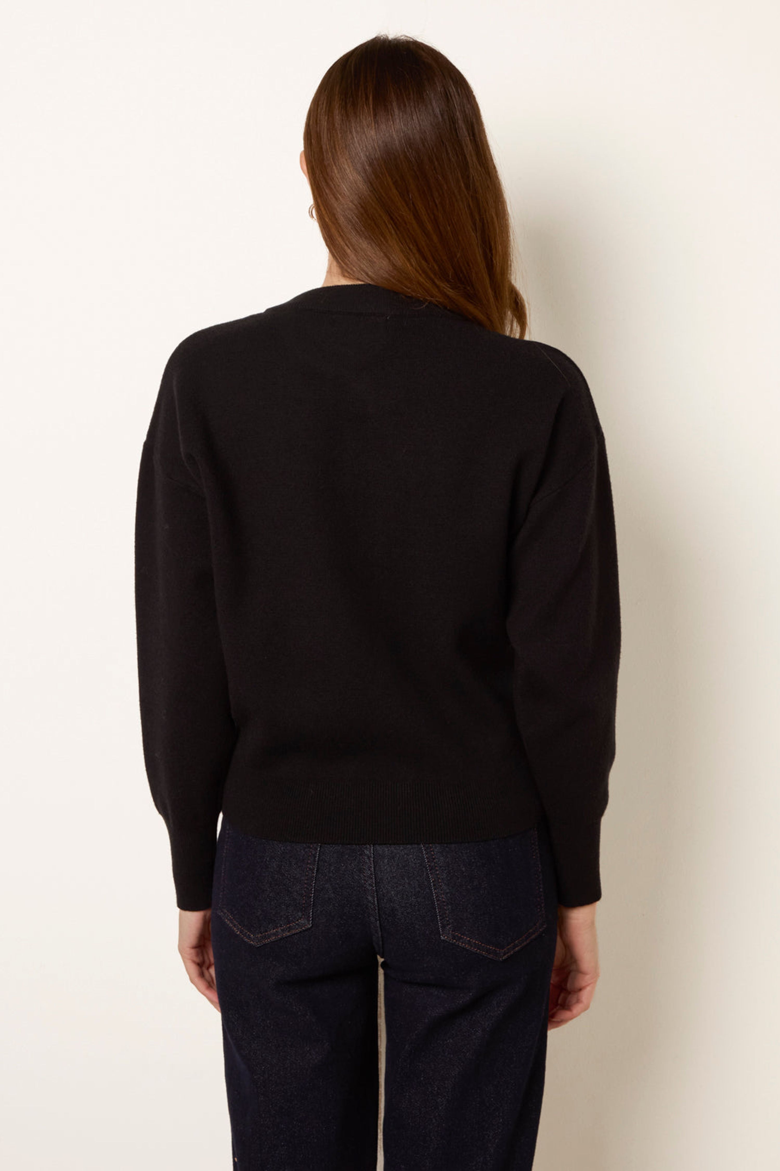 Blue Vanilla Black Gold Flower Button Cardigan