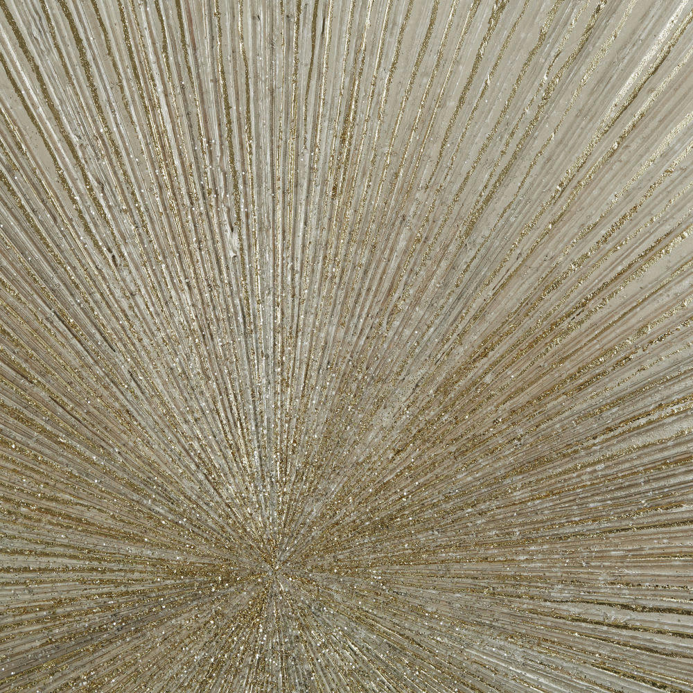 AMELIA - Toile ronde peinte blanche et dorée D90