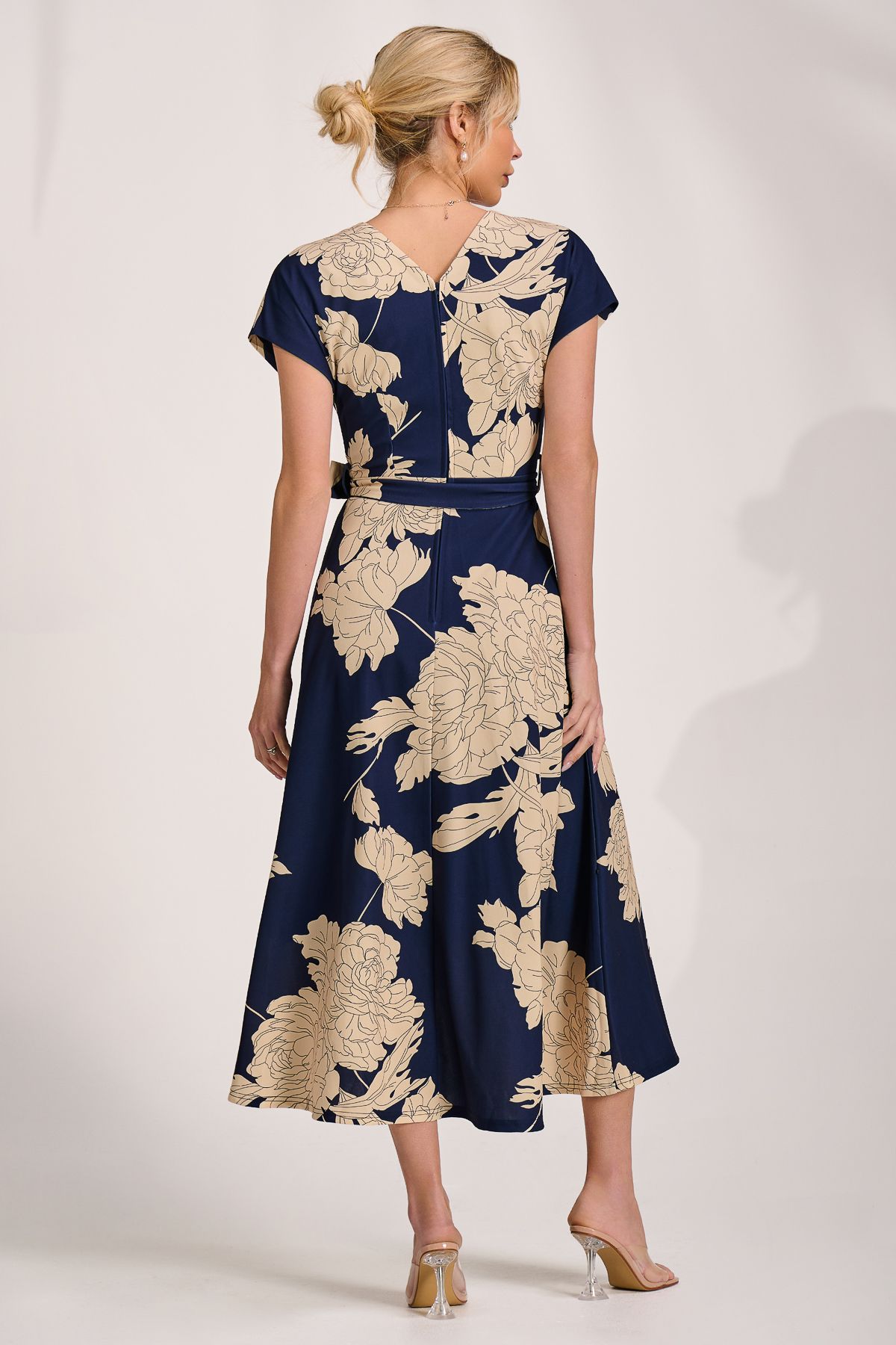 Jolie Moi Kimono Sleeve Print Scuba Midi Dress