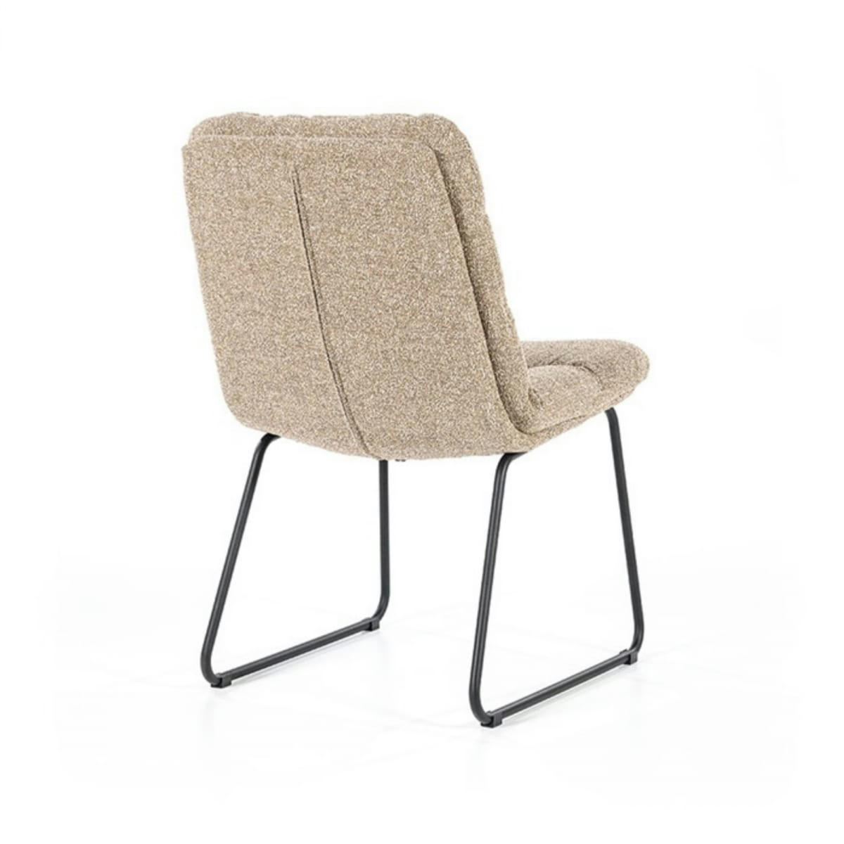 ISOR - Chaise moderne rembourrée en tissu matelassé beige