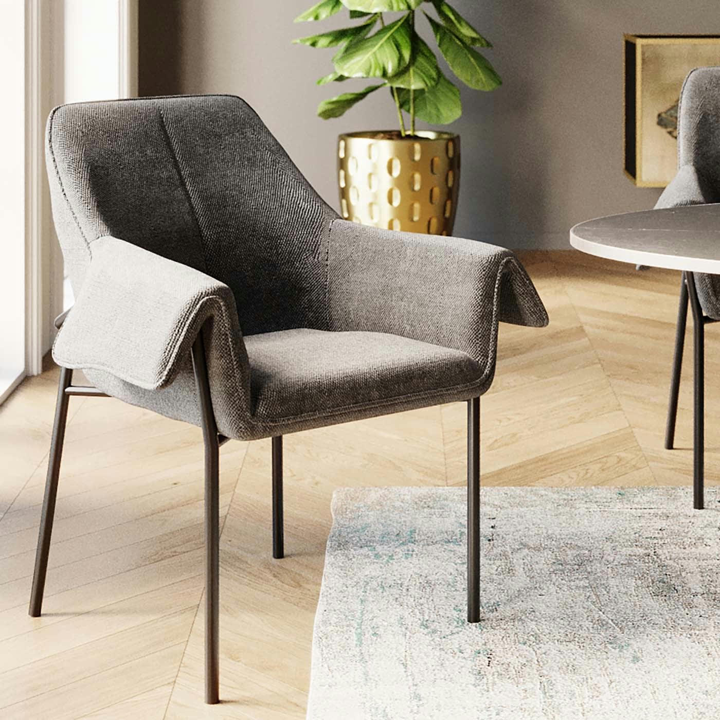 BESS - Chaise avec accoudoirs Bess grise Kare Design