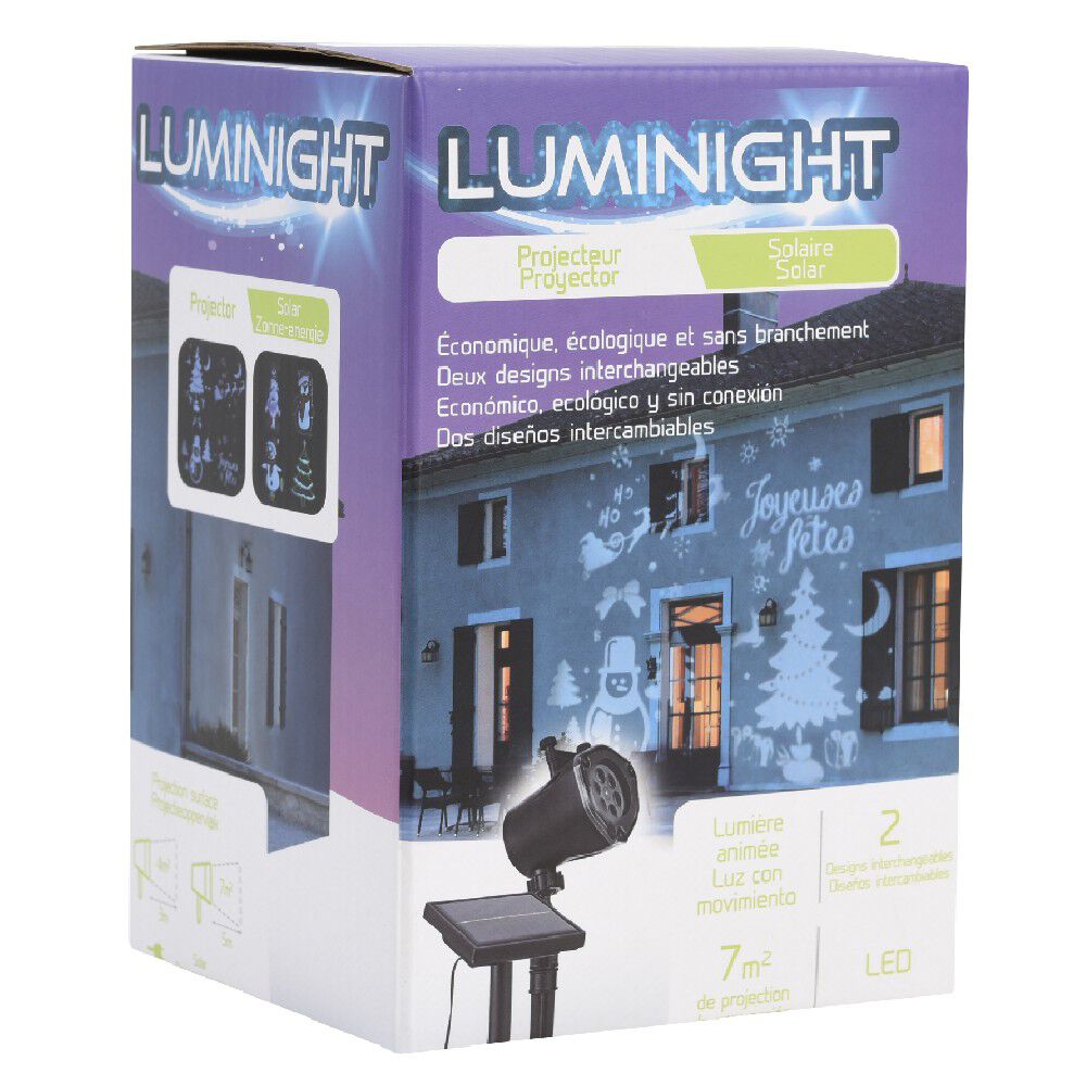 Projecteur extérieur LED solaire No&euml;l motifs animés
