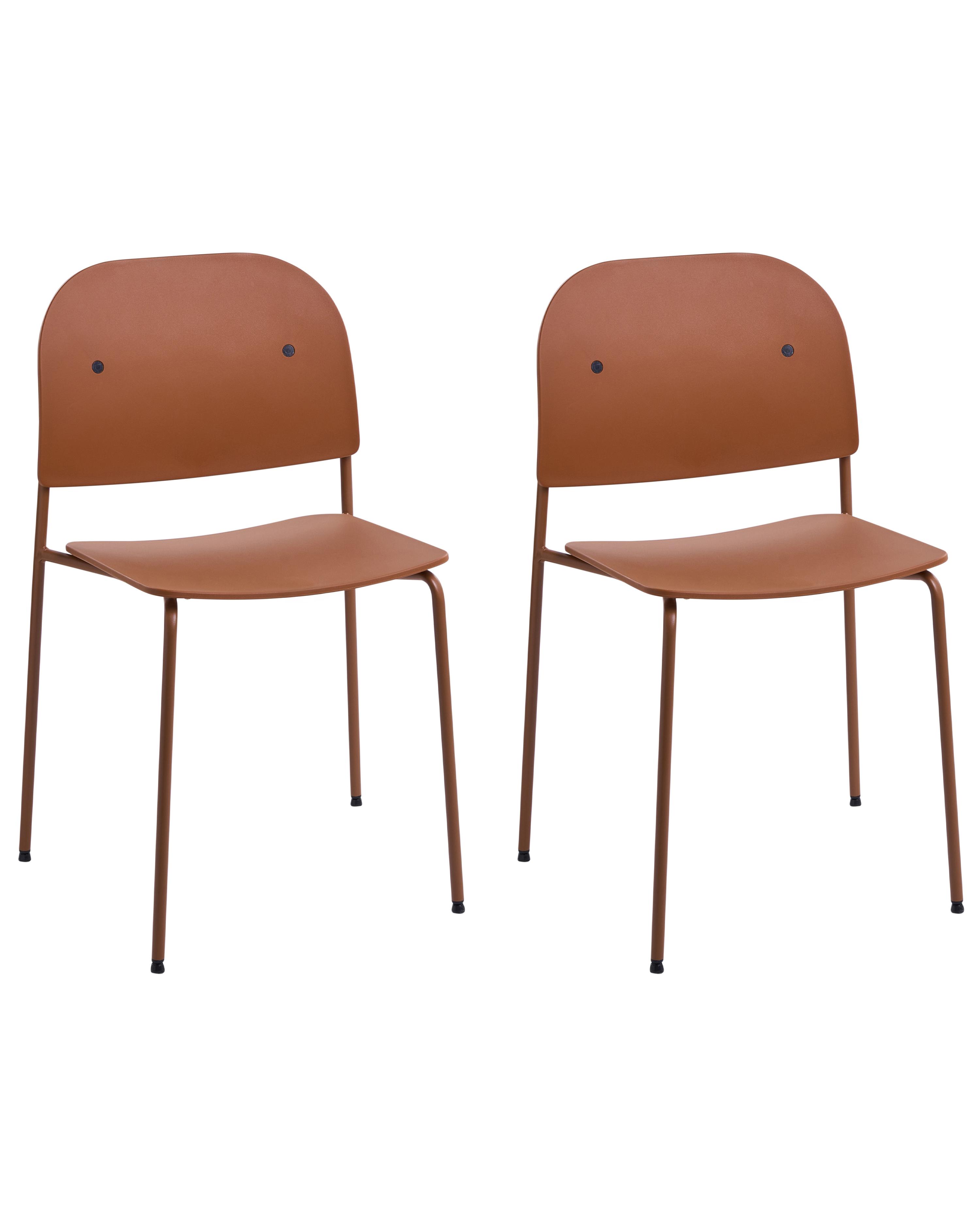 Set of 2 Dining Chairs WINDUST Metal Orange