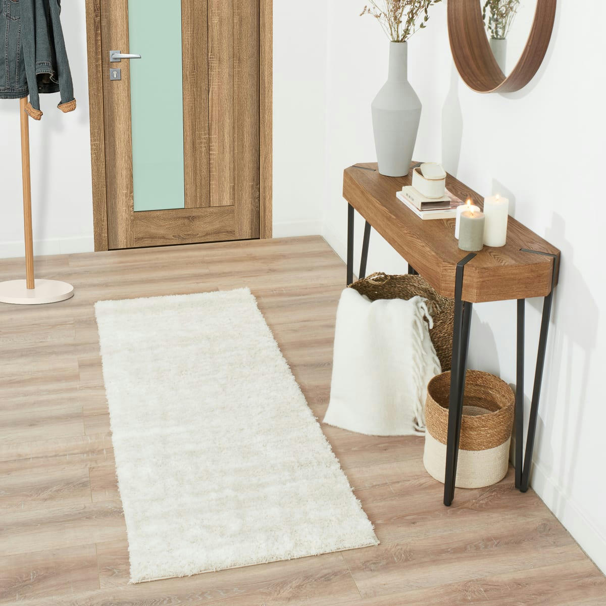 OSLO - Tapis shaggy abstrait style moderne beige - 80x150 cm