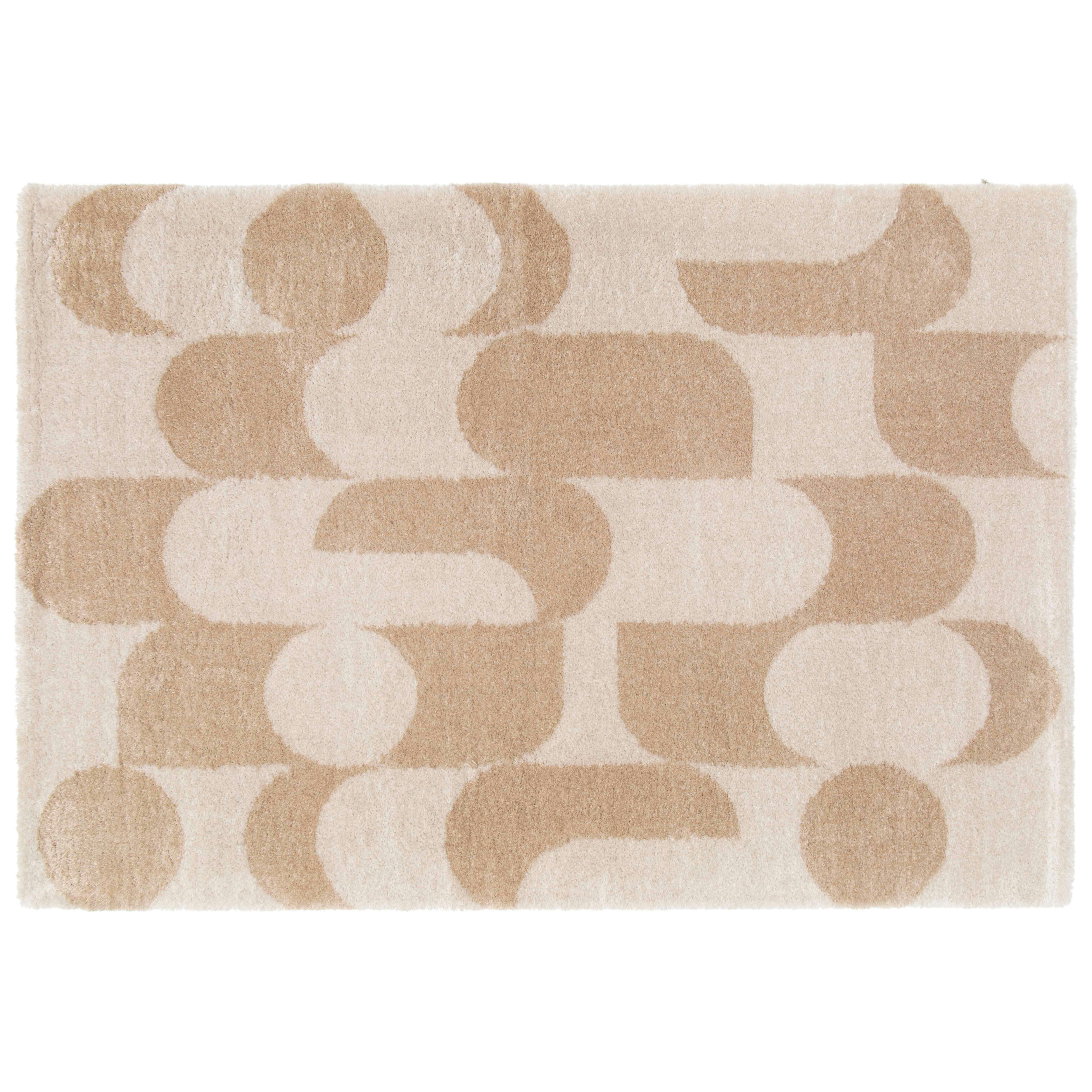 REBORN - Tapis rectangulaire motif seventies écru et beige 120 x 170 cm