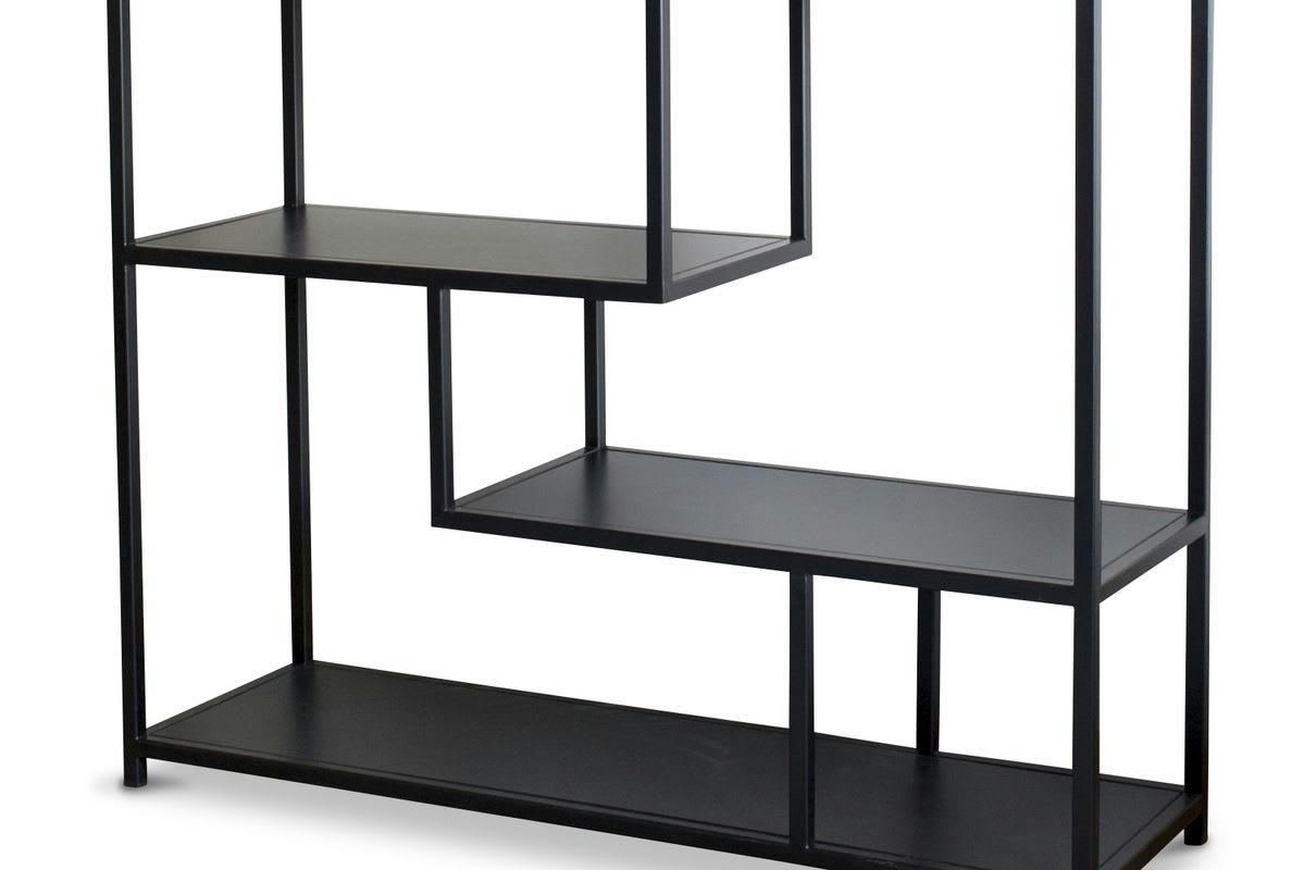 DUVIGNAC - Console en métal bois et marbre noir