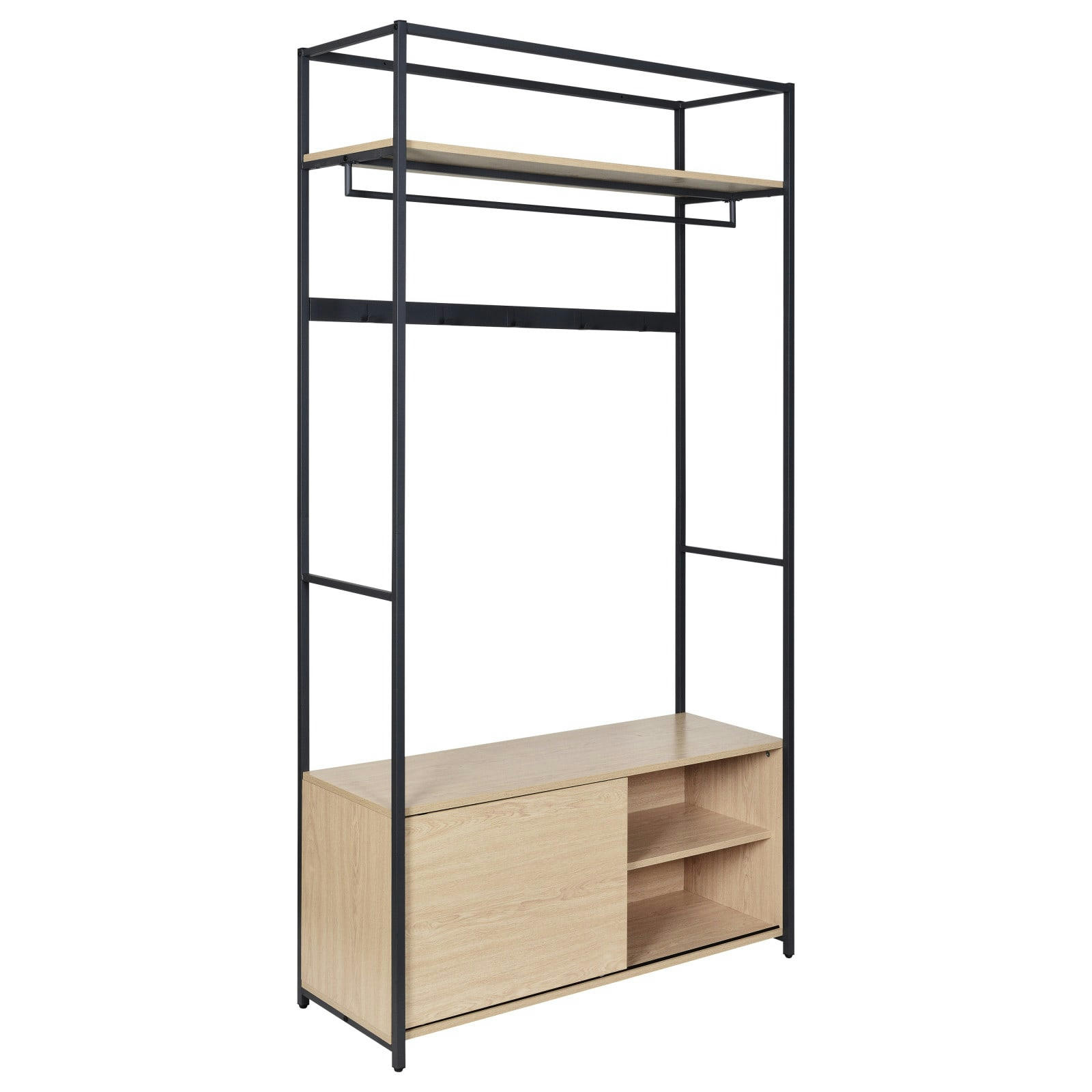 JUNE - Portant d'entrée en bois et métal noir L110 x H200 cm