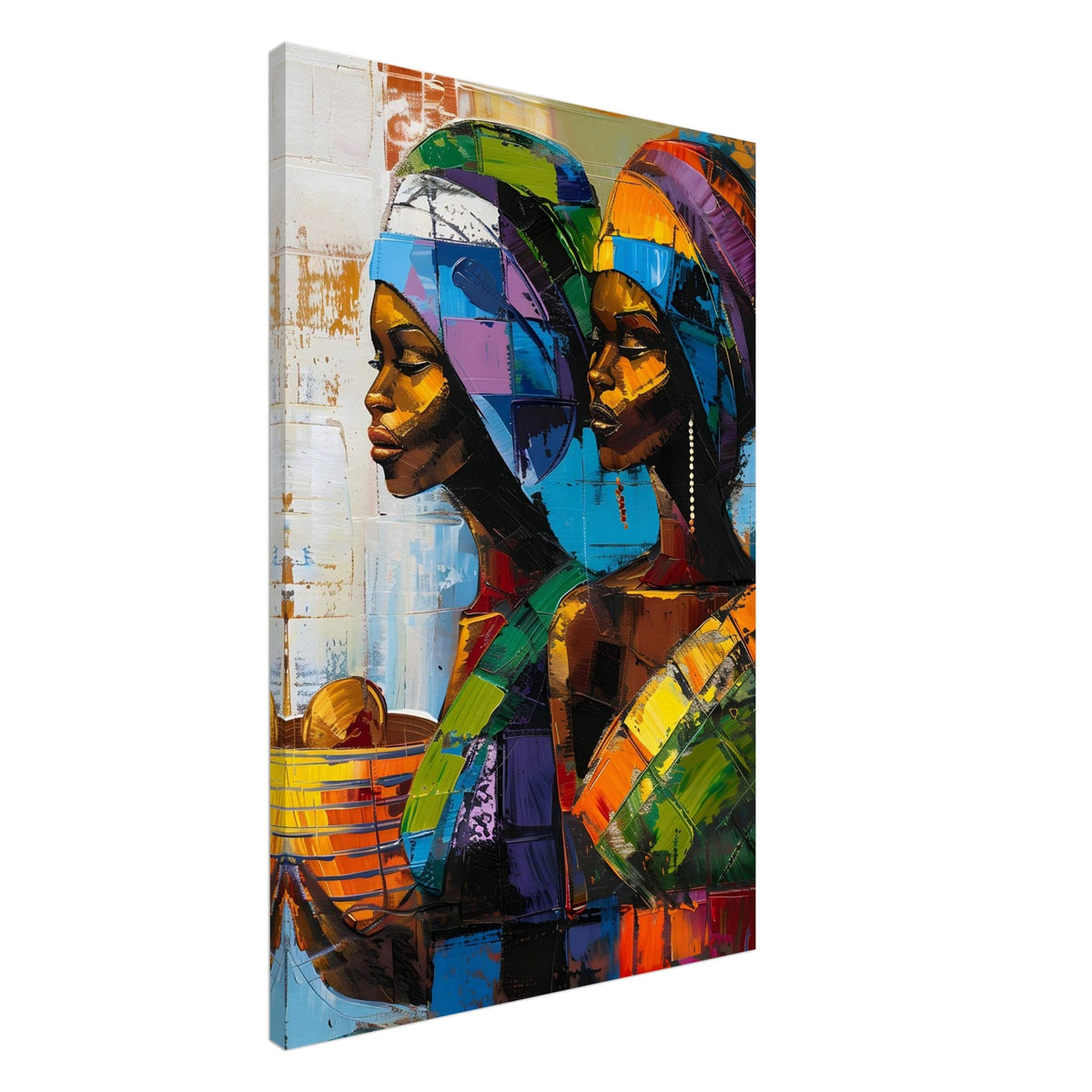 Artfulprints Canvas Colourful sisters canvas - 60x90 cm - Meerkleurig