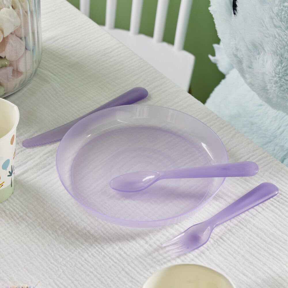 Lot de 4 assiettes enfant plastique coloré Ø18,5cm