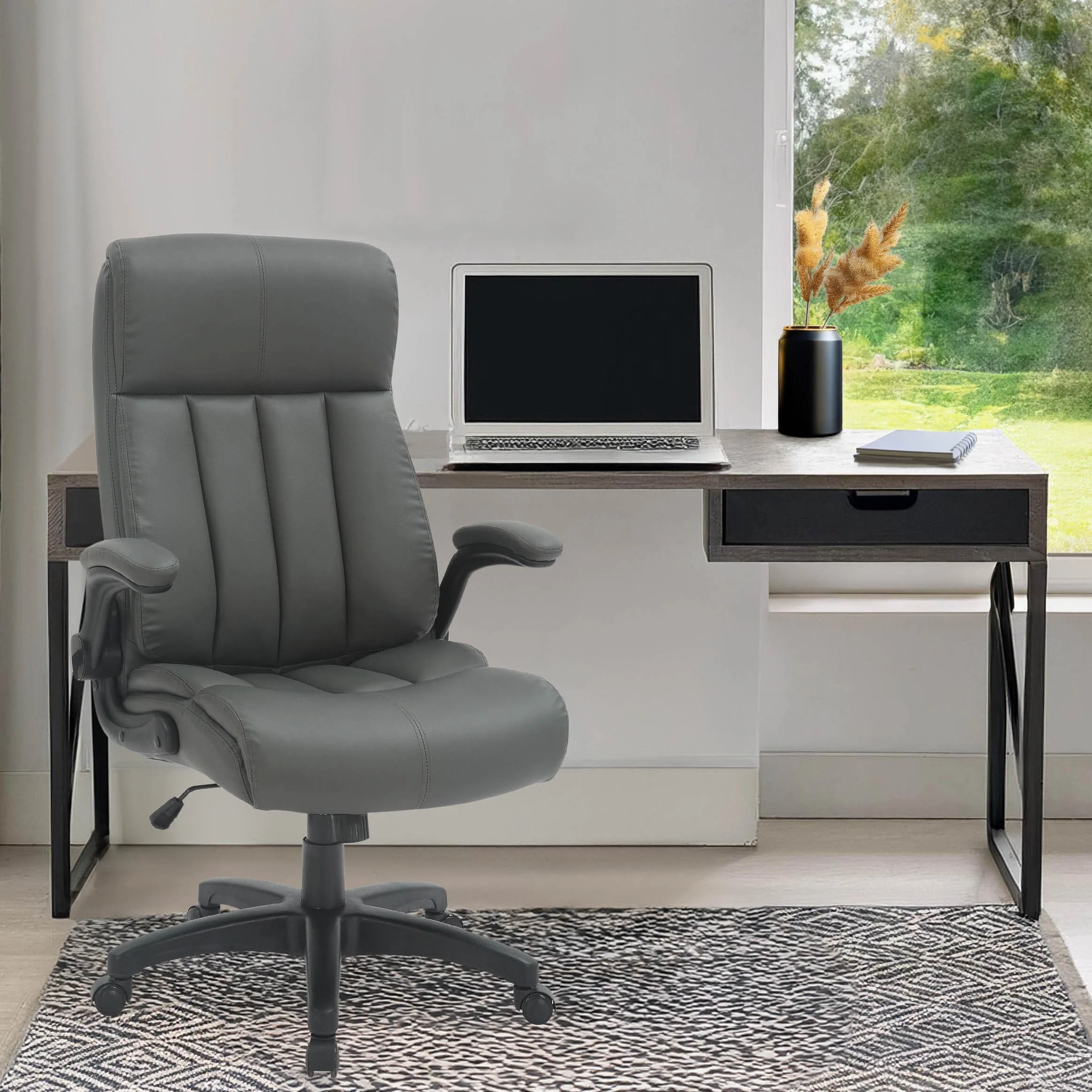 Modern Designs Faux Leather Adjustable Rolling Executive Office Chair