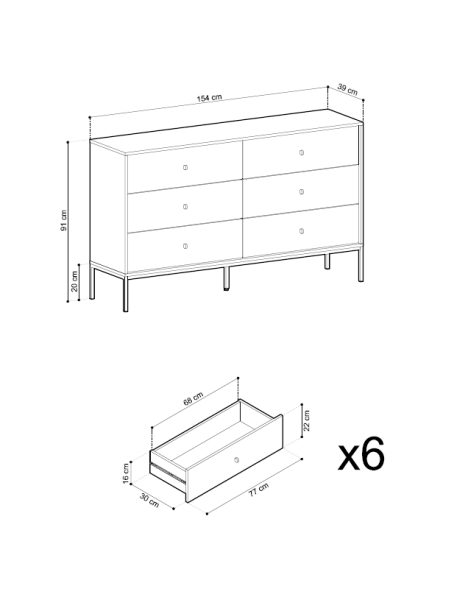 Komoda MONO MKS 154 z złotą ramą