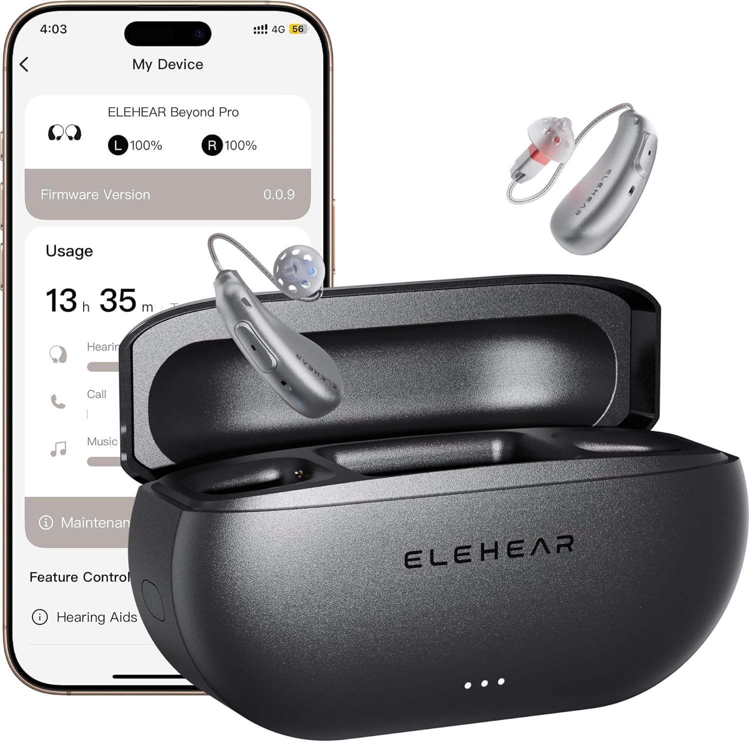 ELEHEAR-Beyond Pro Hearing Aids, Bluetooth OTC Hearing Aids for Seniors and Adults, Premium Sound Algorithm with VocClear 2.0, 30% Clearer Speech, Music Mode & Enhanced App, Bluetooth Streaming