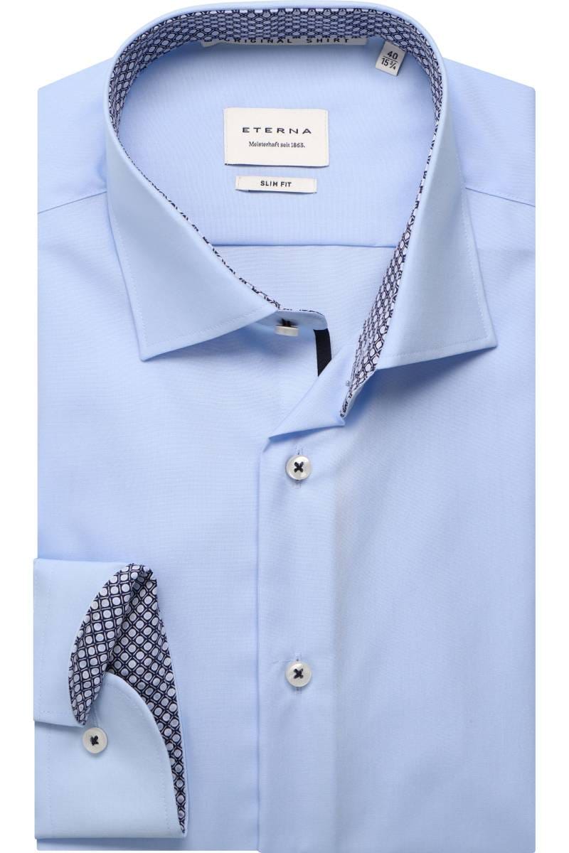 ETERNA Slim Fit Hemd hellblau, Einfarbig (extra langer Arm)