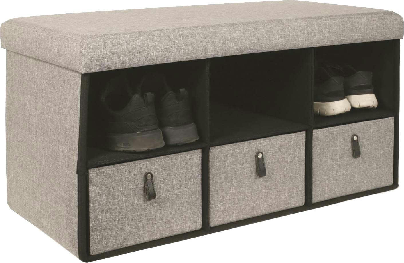 - Coffre banc pliable avec rangements moderne gris clair