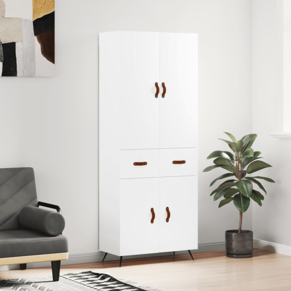Szafka Regał Witrynka Biała z Drzwiami 69.5x34x180 cm do Salonu Pokoju