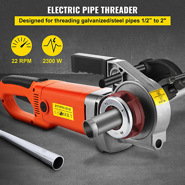 Fileteuse de Tuyau Electrique 2300 W, Filière 1,27-5 cm, 6 Matrices, 22 tr/min.