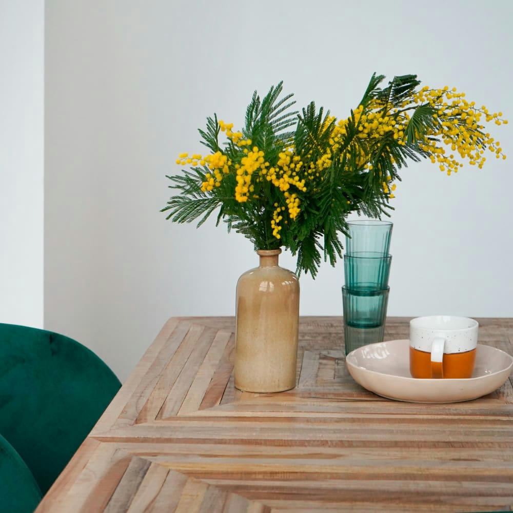 PAMENANG - Table à manger en métal et teck recyclé 180x90cm bois