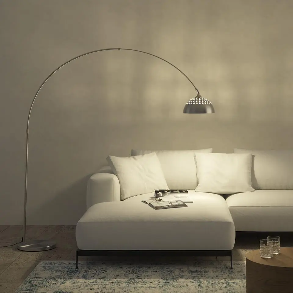 tectake Booglamp Arcus, staal, retro-stijl, 60W, Mat Nikkel