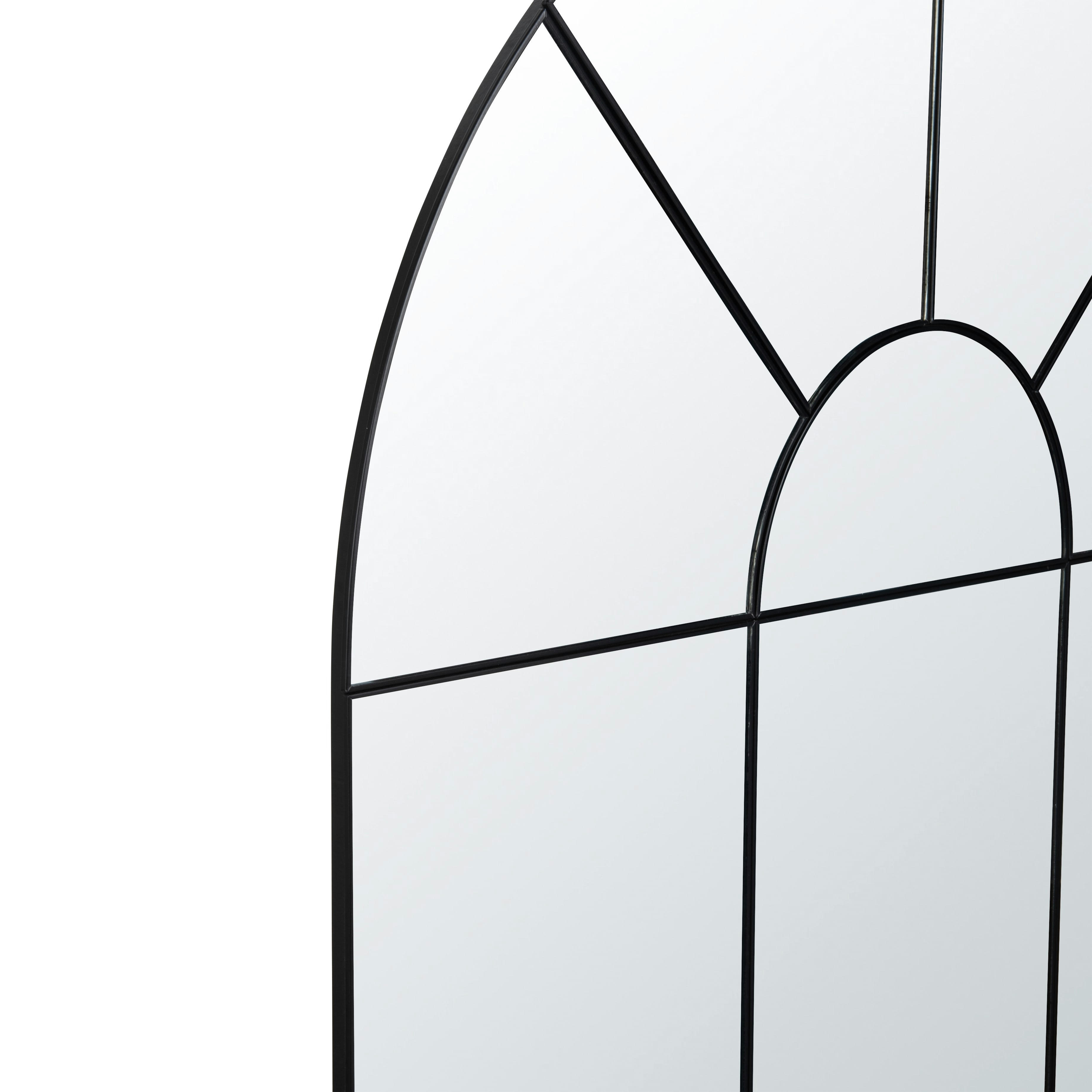 ORANGERIE - Grand miroir arche fenêtre en métal noir 50x70