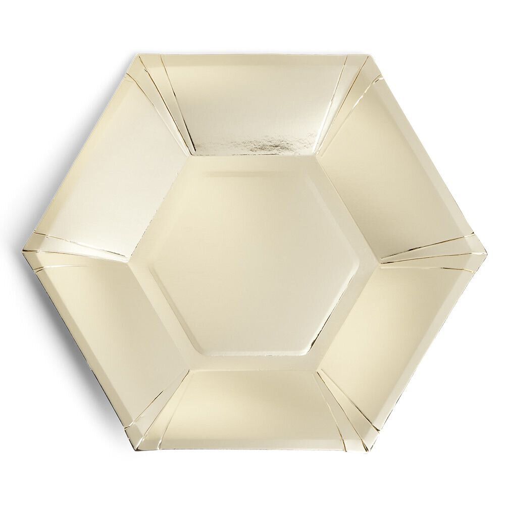 Plateau hexagonal carton doré métallisé Ø26cm x10