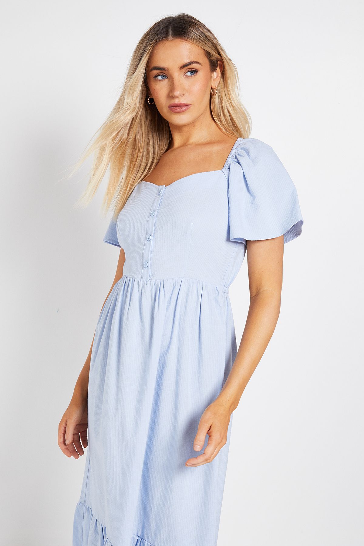 Dorothy Perkins Button Front Flutter Sleeve Midi Dress