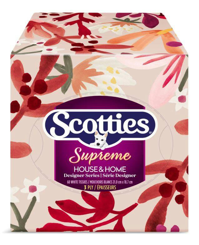 Scotties Supreme Hypoallergenic Facial Tissue Box, 3-Ply