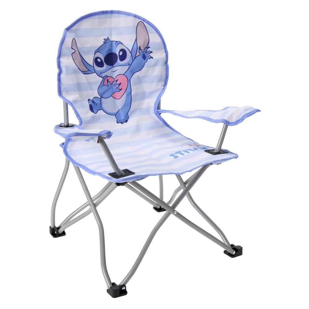 Fauteuil pêcheur enfant pliable Stitch métal et polyester bleu 59x39xH62cm