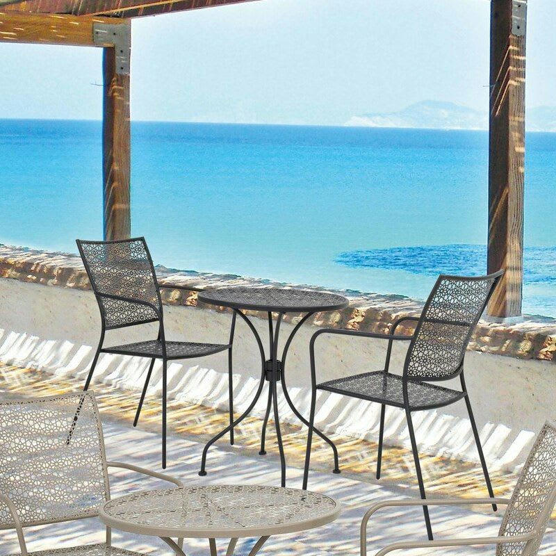 JODIE - Chaise de jardin en acier empilable gris