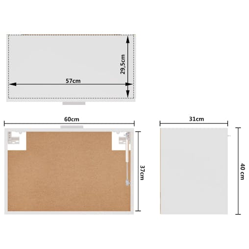 NNEVL Hanging Cabinet White 60x31x40 cm Chipboard
