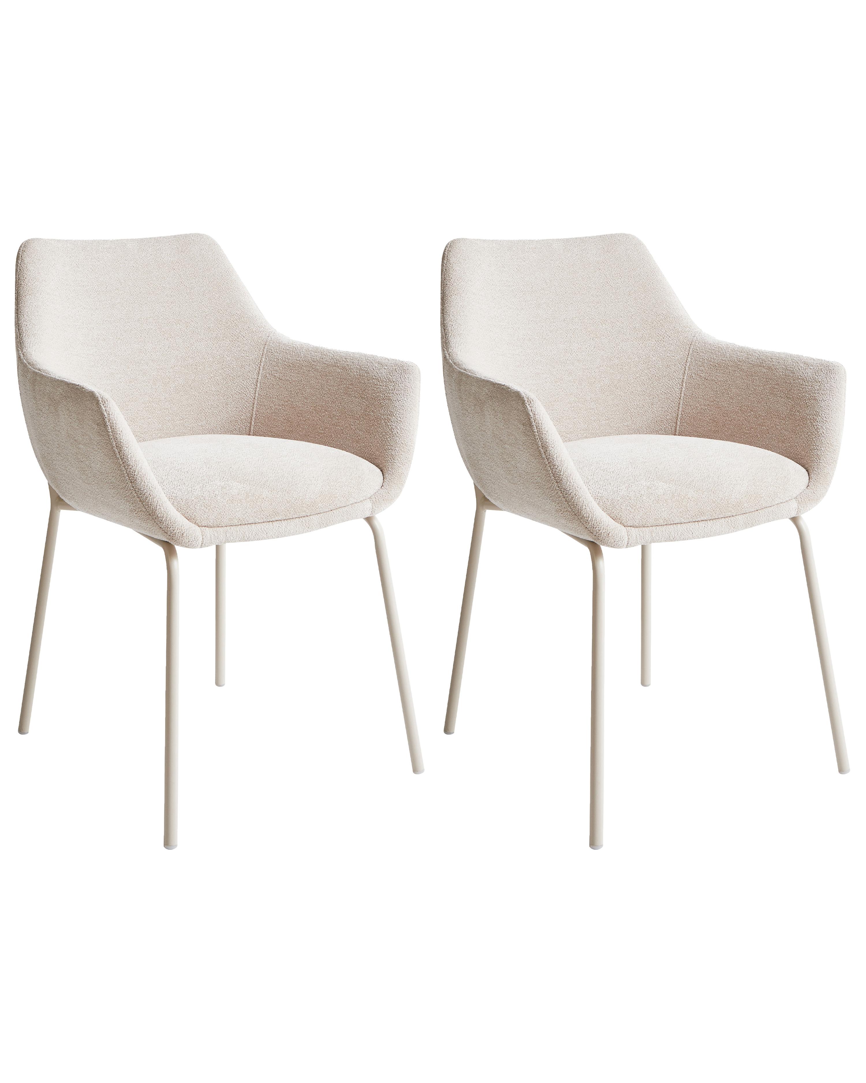 Set of 2 Dining Chairs BOWDON Chenille Light Beige