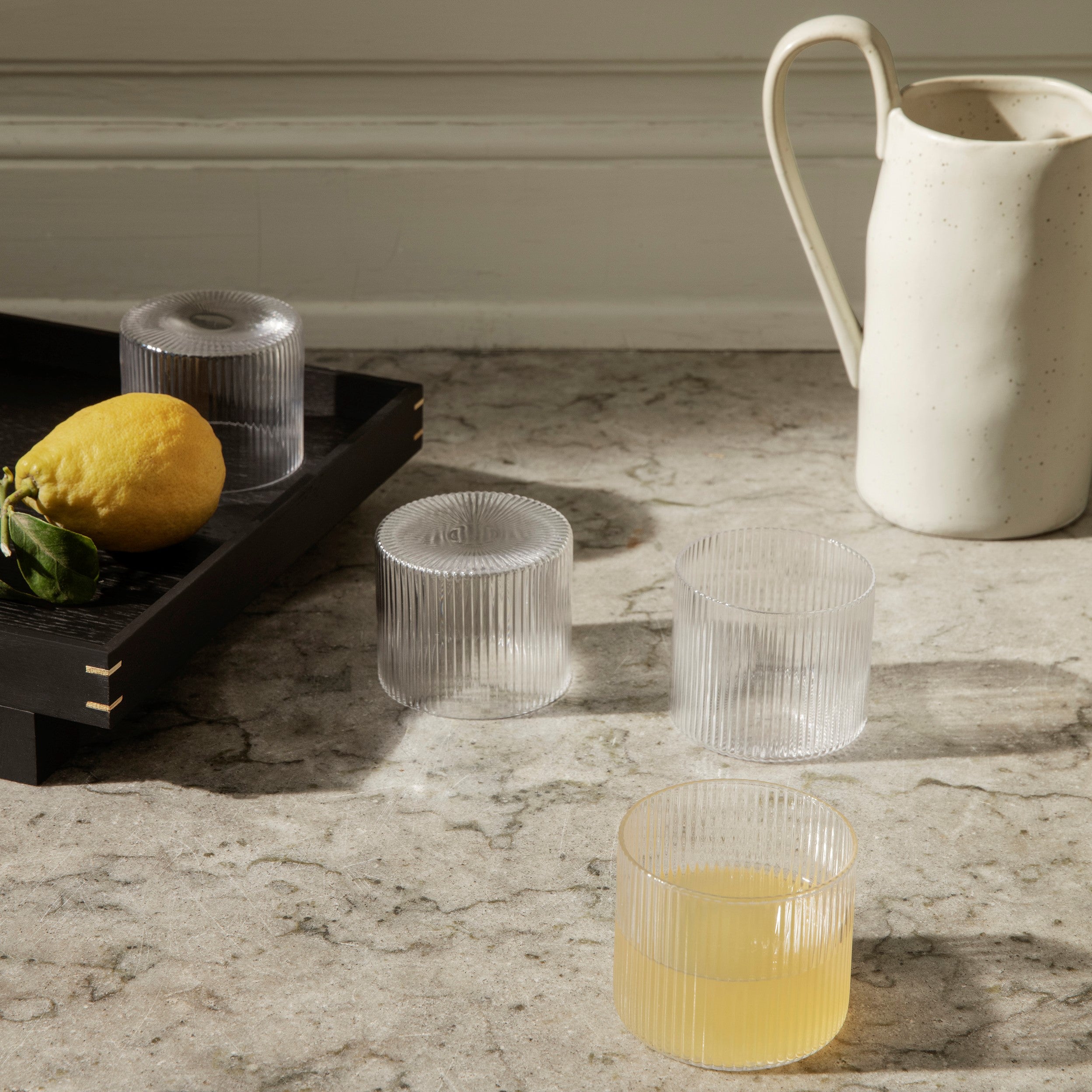 Ferm Living Ripple Waterglazen 4 st. - 200 ml - Clear