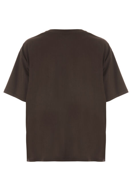 Womens Chocolate Brown New York Diamante T-Shirt