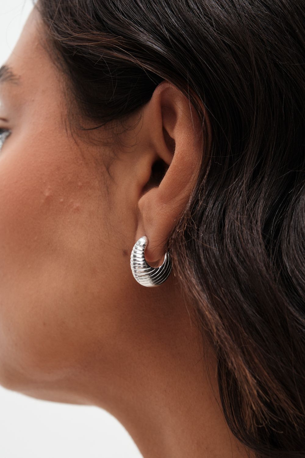 Simply Silver Simply Silver Sterling Silver 925 Polished Textured Hoop Earrings