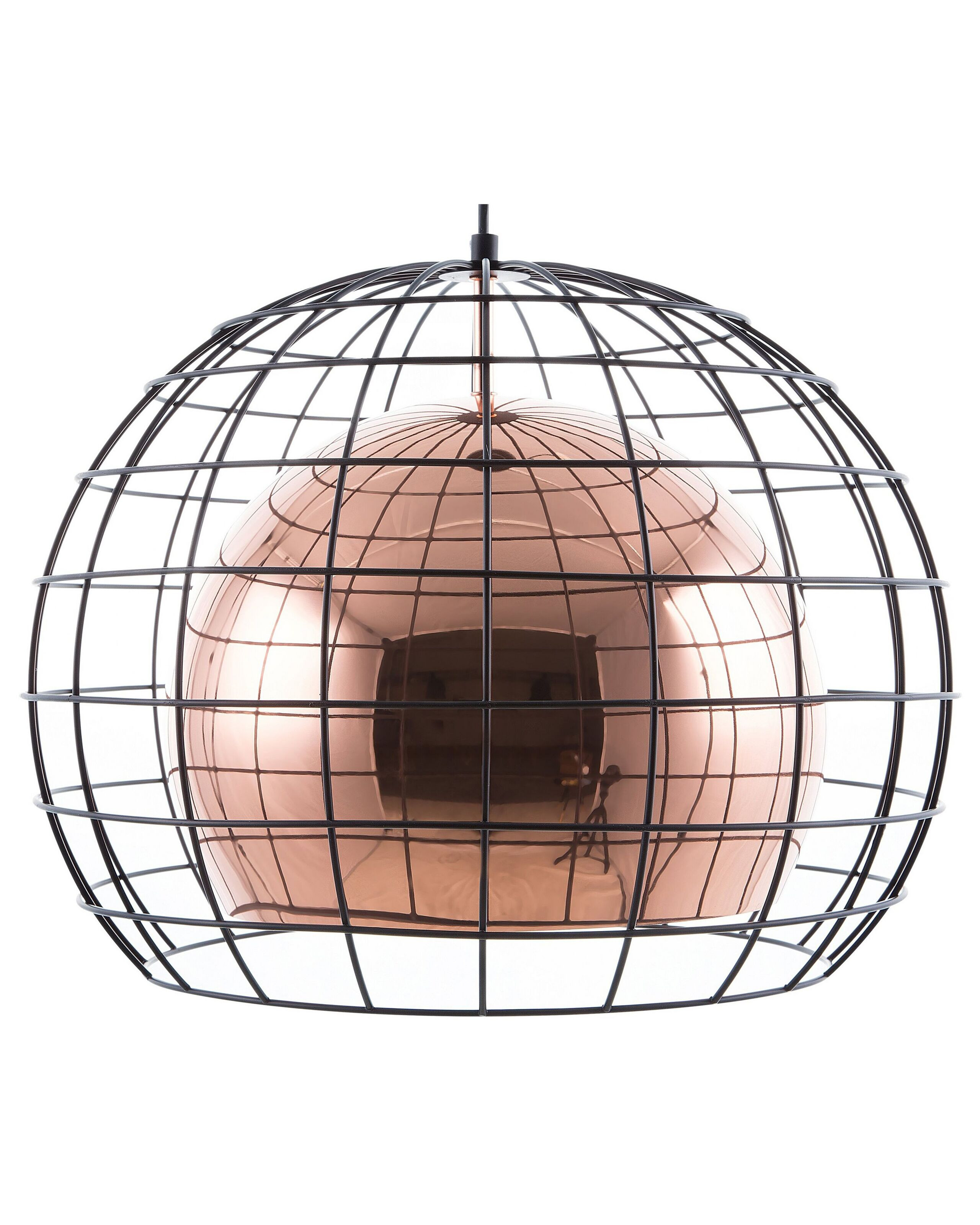 Lampa wisząca klatka pręty miedziana